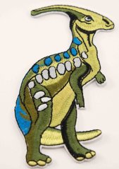 Nažehlovací záplata - Parasaurolophus - zelená - rozměr 10 x 5,5 cm