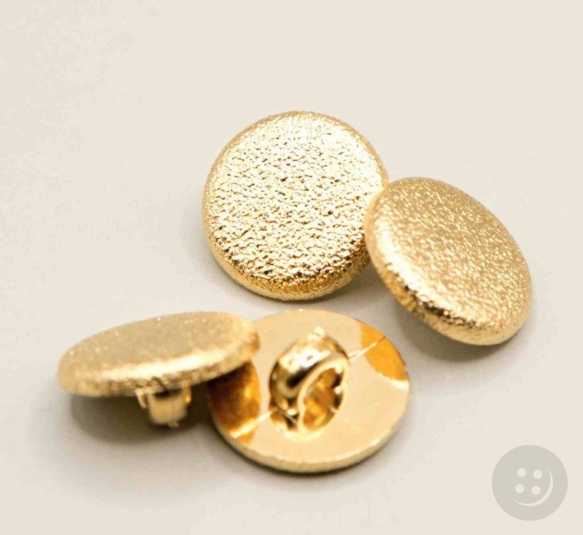 Pokovovaný gombík so spodným prišitím - zlatá - priemer 1,1 cm