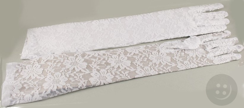 Women's evening gloves - white lace - length 43 cm