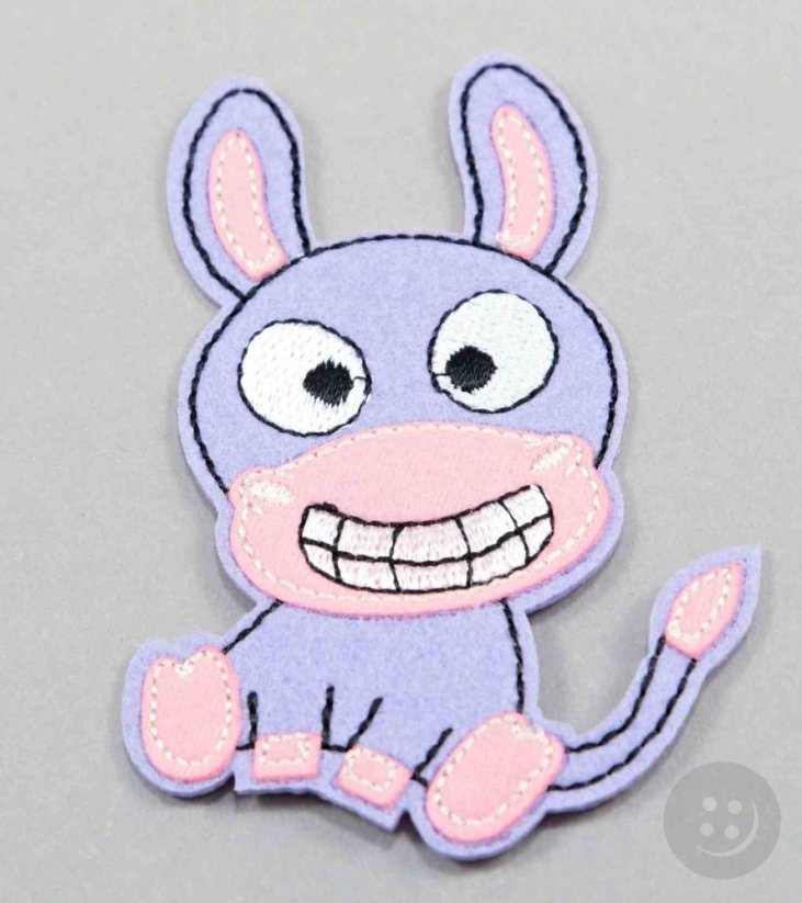 Iron-on patch - sitting donkey - more color variants - dimensions 9 cm x 4,5 cm