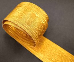 Golden embroidered braid with flowers - width 5 cm