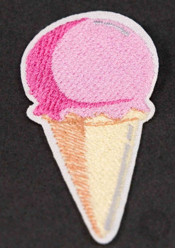 Patch zum Aufbügeln - Eiscreme - Größe 6 cm x 3 cm - rosa, türkis, beige