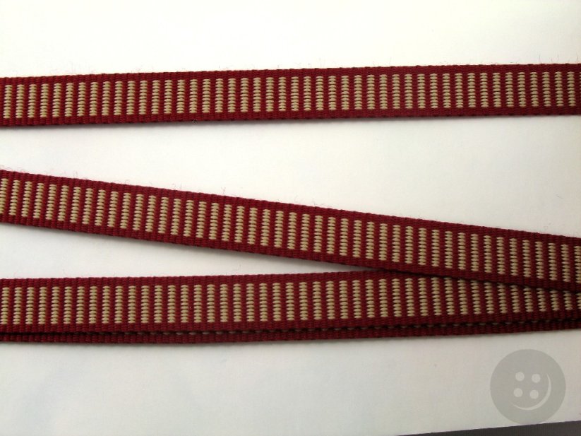 Grosgrain ribbon - burgundy, beige - width 1 cm