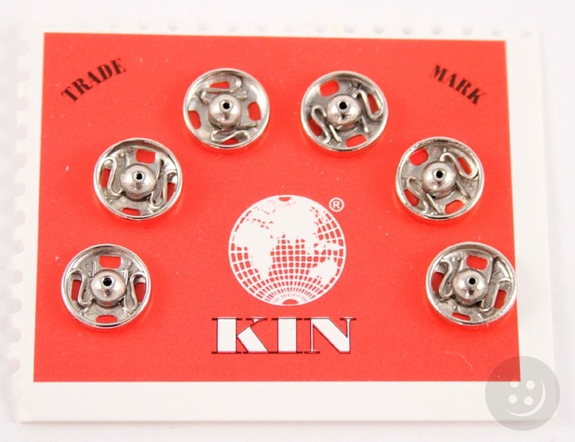 Metal KIN snaps 6 pcs - silver - diameter 0,9 cm, nr. 2