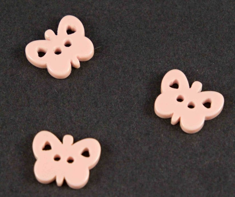 Butterfly - button - salmon pink - dimensions 1 cm x 1,3 cm