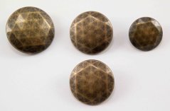 Luxury metal button - with broken hexagon - matte - antique brass - diameter 2.26 cm