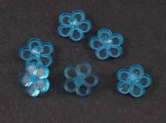 Dětský knoflík - tyrkysově modrá kytička - transparentní - průměr 1,3 cm