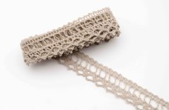 Leinen geklöppelte Spitze - beige - Breite 1,8 cm