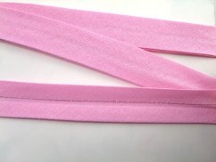 Bavlnený šikmý prúžok - ružová - šírka 1,6 cm