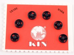 Metal KIN snaps 6 pcs - black - diameter 0,7 cm, nr. 1/2