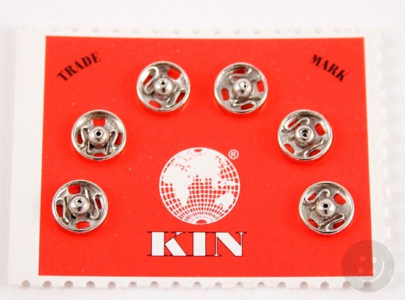 Metal KIN snaps 6 pcs - silver - diameter 0,7 cm, nr. 1/2