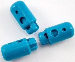 Plastic round cord lock - turquoise - pulling hole diameter 0.5 cm