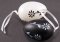 Vajíčka s kvietkami na mašľu - biela, čierna - výška 6 cm