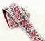 Costume ribbon - light gray with red roses - width 3 cm