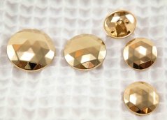 Luxuriöser Metallknopf - mit gebrochenem Sechseck - glänzend - goldfarben - Durchmesser 1,77 cm