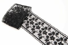 Vzdušná krajka - vsadka - černá - šířka 7 cm