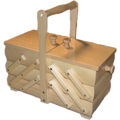 Wooden box for sewing supplies - light wood - dimensions 29 cm x 17 cm x 26 cm