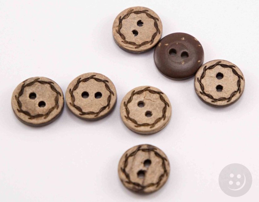 Hole shirt button - coconut - broken circle - beige - diameter 1.27 cm