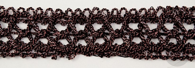 Metallic gimp braid trim - black, antique copper - width 3 cm