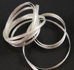 Ribbon with silver edge - silver, cream - width 0,3 cm