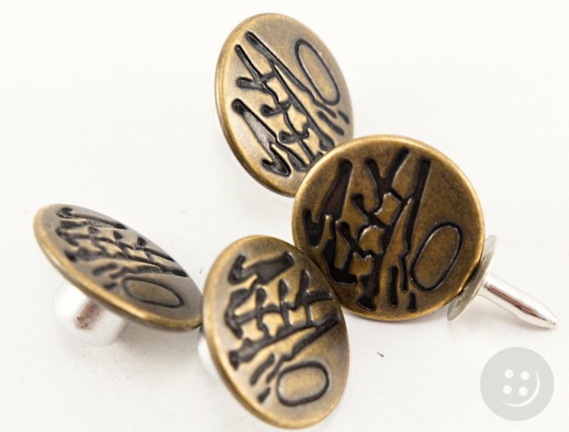Jeans tack buttons - antique brass - diameter 1.6 cm