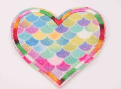 Iron-on patch - glitter heart - 6.5 x 7 cm - MORE COLOR VARIATIONS