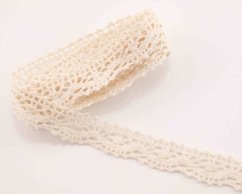 Baumwoll-Klöppelspitze - mit Zackenlitze - hellbeige - Breite 1,7 cm