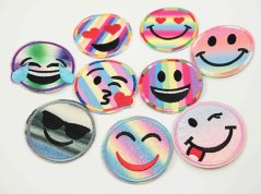 Iron-on patch - glitter smiley face - diameter 6 cm - MORE OPTIONS