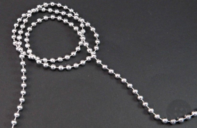 Beads threaded on a cord - silver - diameter 0.5 cm
