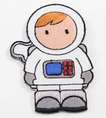 Nažehlovací záplata - kosmonaut - rozměr 7,5 cm x 4,5 cm - bílý