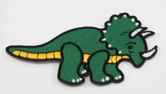 Iron-on patch - Triceratops - green - size 9.5 cm x 4.5 cm