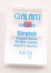 Twin stretch needle for sewing machines - 1 pc - size 2.5/75/11