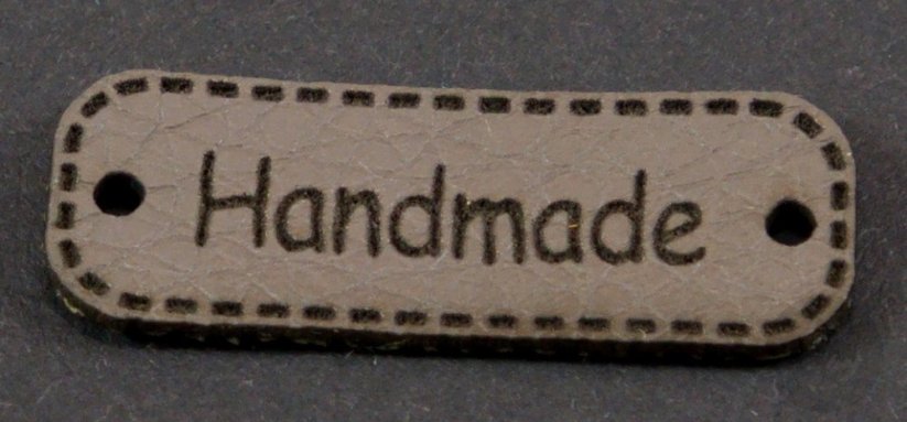 Našívacie kožená ceduľka Handmade - rozmer 3 cm x 1 cm