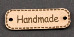 Našívacie kožená ceduľka Handmade - rozmer 3 cm x 1 cm