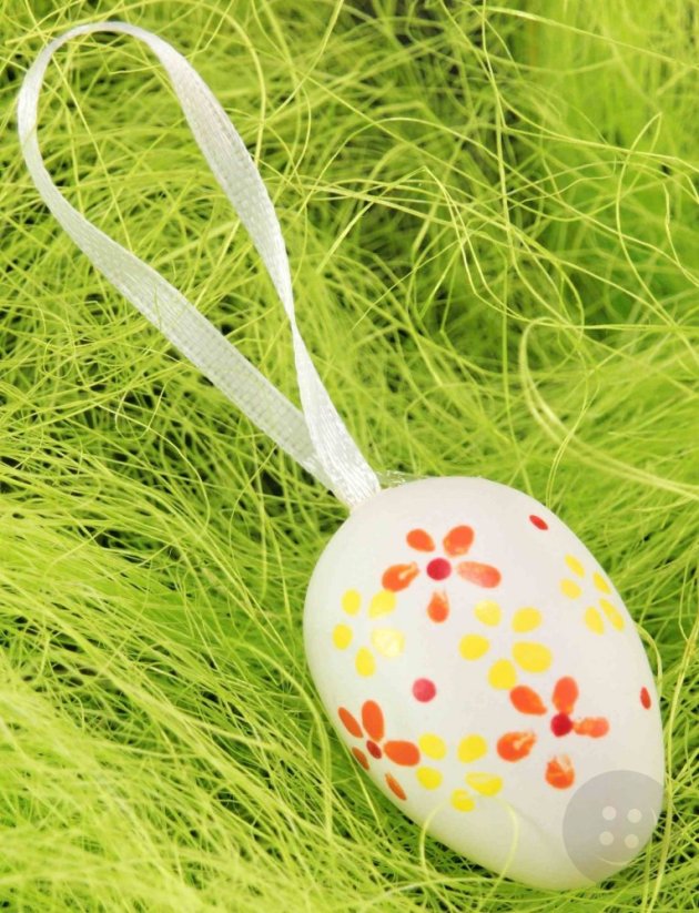 Velikonoční vajíčka s kytičkami a mašličkou - fialová, zelená, žlutá