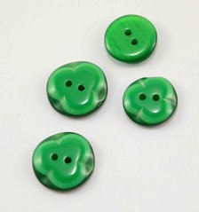 Hole button - green shamrock - diameter 1.7 cm