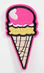 Iron-on patch - ice cream - dimensions 7 cm x 3 cm - pink, beige