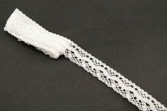 Bavlnená paličkovaná čipka - biela - šírka 2,3 cm