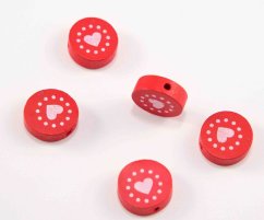 Schnullerkette aus Holz - Herz - rot - Größe 1,8 cm x 0,7 cm