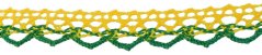 Cotton lace trim - green and yellow - width 1,6 cm