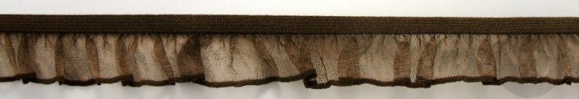Elastischer Rüschenband - braun - Breite 1,7 cm