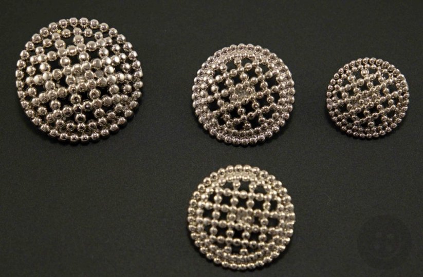 Luxusknopf mit Bodennaht – glänzendes helles Silber – Durchmesser 2,3 cm