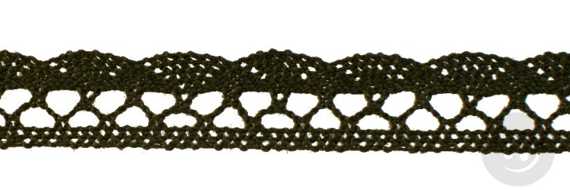Bavlnená paličkovaná čipka - khaki - šírka 1,8 cm