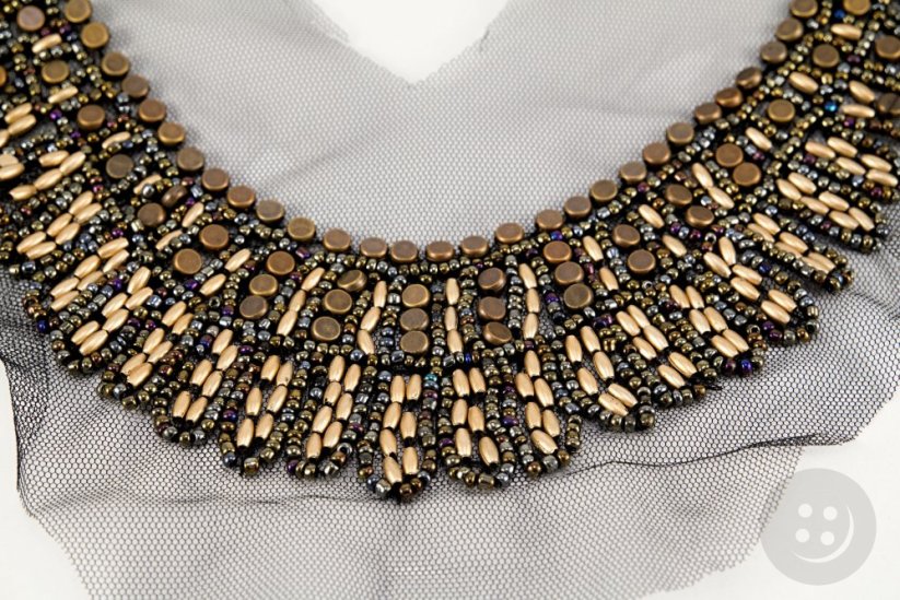 Decorative collar with gold beads - dimensions 30 cm x 18 cm