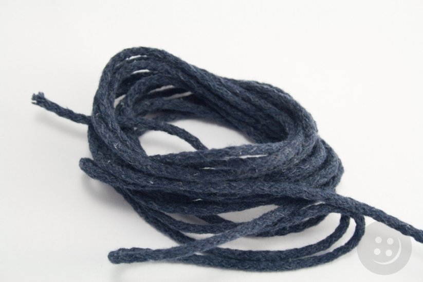 Bavlněná oděvní šňůra -  modrá - průměr 0,3 cm