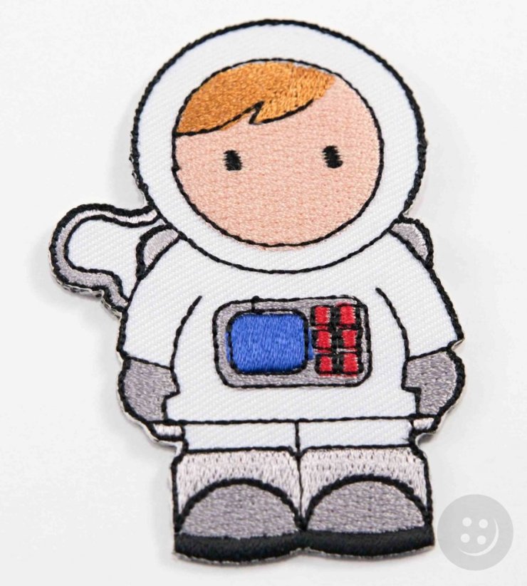 Iron-on patch - astronaut - dimensions 7,5 cm x 4,5 cm - white