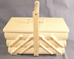 Extra big set of sewing supplies in a natural wooden box