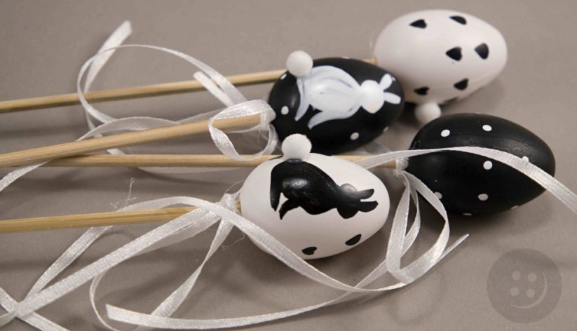 Eggs with bunnies on a stick - black, white