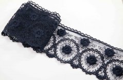 Besticke Spitzen aus Polyester - Dunkelblau - Breite 8 cm
