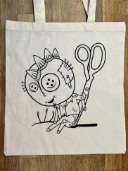 Canvas tote bag to color – Punk voodoo doll (original design)